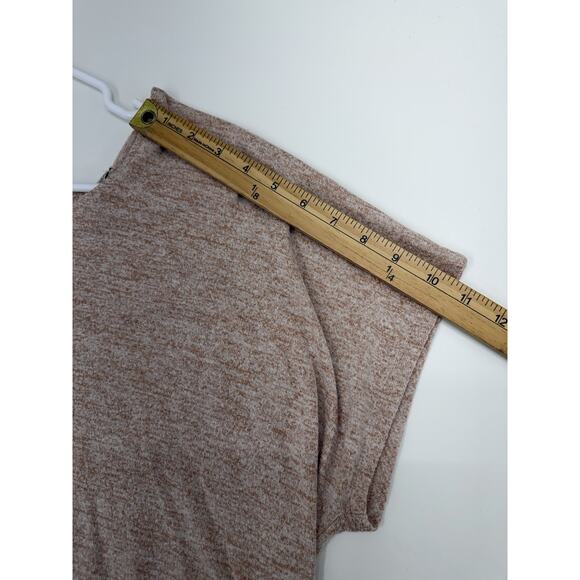 Express One Eleven Womens Shirt Large Brown Heathered Short Sleeve Low Cut Back - Picture 9 of 11